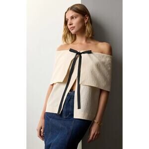 Rosie Assoulin Cream Off-Shoulder Crop Top